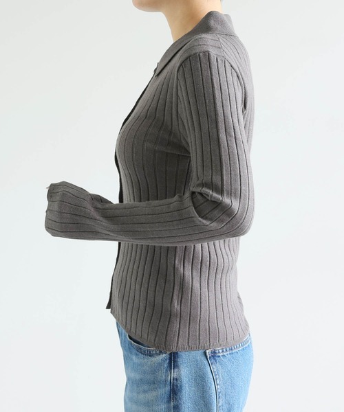 andme(アンドミー)の「【新色追加】襟付きリブニットカーディガントップス(カーディガン/ボレロ・レディース・ブラック/アイボリー/チャコールグレー/グリーン系その他/ネイビー/ブラウン系その他・M)」の19枚目の写真