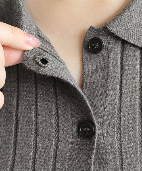 andme(アンドミー)の「【新色追加】襟付きリブニットカーディガントップス(カーディガン/ボレロ・レディース・ブラック/アイボリー/チャコールグレー/グリーン系その他/ネイビー/ブラウン系その他・M)」の21枚目の写真