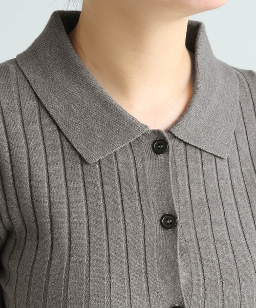 andme(アンドミー)の「【新色追加】襟付きリブニットカーディガントップス(カーディガン/ボレロ・レディース・ブラック/アイボリー/チャコールグレー/グリーン系その他/ネイビー/ブラウン系その他・M)」の20枚目の写真