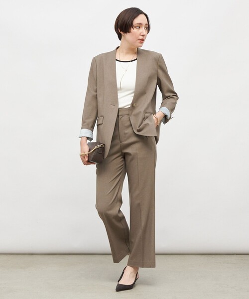 NOLLEY’S Sophi（ノーリーズソフィ）の「《セットアップ対応》ウォッシャブルソフトシャンブレーセミフレアパンツ（その他パンツ・レディース・カーキ/チャコールグレー・38/36/34）」の15枚目の写真