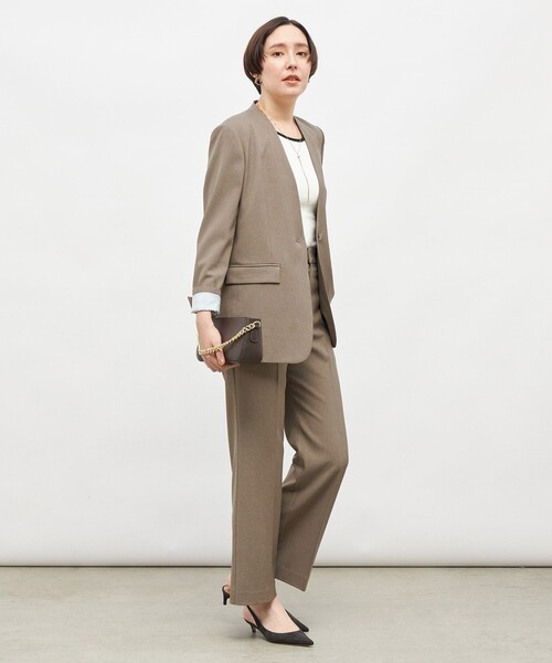 NOLLEY’S Sophi（ノーリーズソフィ）の「《セットアップ対応》ウォッシャブルソフトシャンブレーセミフレアパンツ（その他パンツ・レディース・カーキ/チャコールグレー・38/36/34）」の19枚目の写真