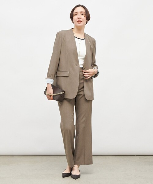 NOLLEY’S Sophi（ノーリーズソフィ）の「《セットアップ対応》ウォッシャブルソフトシャンブレーセミフレアパンツ（その他パンツ・レディース・カーキ/チャコールグレー・38/36/34）」の20枚目の写真