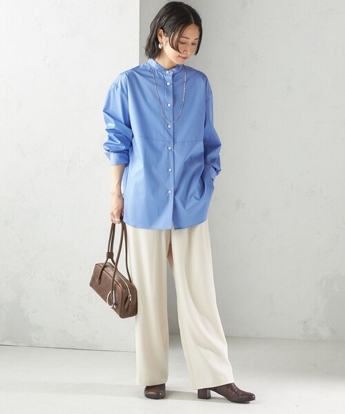 SHIPS(シップス)の「〈手洗い可能〉ソリッド フロント ヨーク スタンドカラー シャツ(シャツ/ブラウス・レディース・スカイブルー・ONE SIZE)」の22枚目の写真