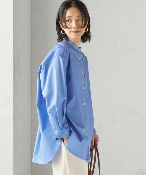 SHIPS(シップス)の「〈手洗い可能〉ソリッド フロント ヨーク スタンドカラー シャツ(シャツ/ブラウス・レディース・スカイブルー・ONE SIZE)」の5枚目の写真