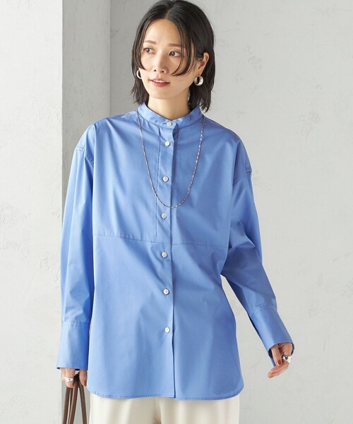 SHIPS(シップス)の「〈手洗い可能〉ソリッド フロント ヨーク スタンドカラー シャツ(シャツ/ブラウス・レディース・スカイブルー・ONE SIZE)」の7枚目の写真