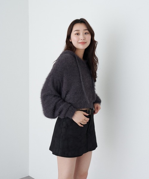 RAY CASSIN（レイカズン）の「フェザーフードニット（ニット/セーター・レディース・ブラウン/グレイッシュベージュ/グレー/チャコールグレー・FREE）」の19枚目の写真