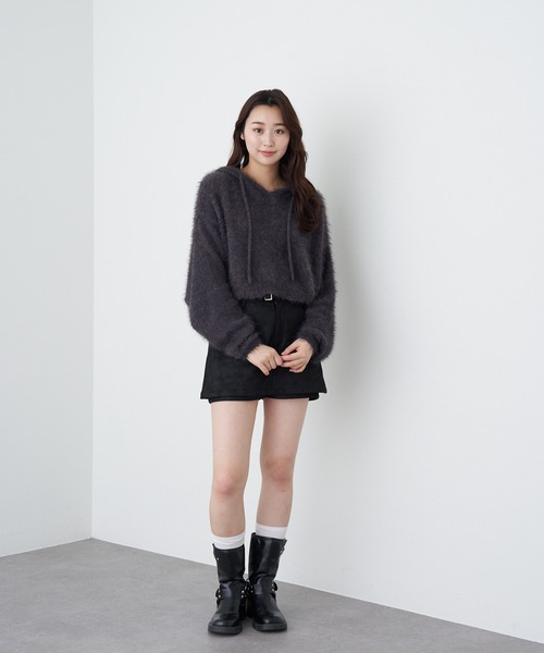 RAY CASSIN（レイカズン）の「フェザーフードニット（ニット/セーター・レディース・ブラウン/グレイッシュベージュ/グレー/チャコールグレー・FREE）」の22枚目の写真