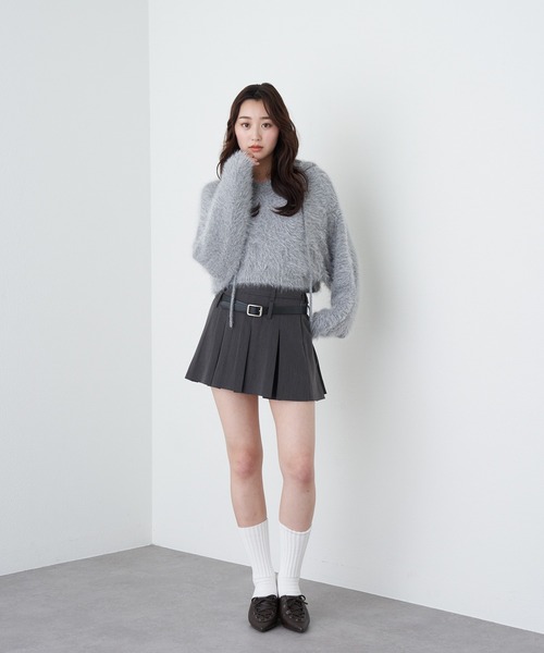 RAY CASSIN（レイカズン）の「フェザーフードニット（ニット/セーター・レディース・ブラウン/グレイッシュベージュ/グレー/チャコールグレー・FREE）」の15枚目の写真