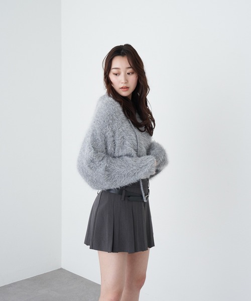 RAY CASSIN（レイカズン）の「フェザーフードニット（ニット/セーター・レディース・ブラウン/グレイッシュベージュ/グレー/チャコールグレー・FREE）」の14枚目の写真