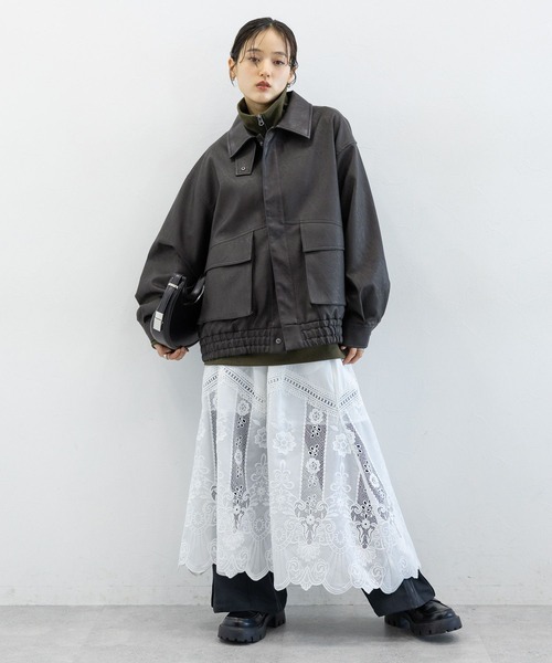 RAGEBLUE（レイジブルー）の「ヴィンテージライク/BIGフェイクレザージャケット（ブルゾン・レディース・ブラック/ブラウン・FREE）」の3枚目の写真