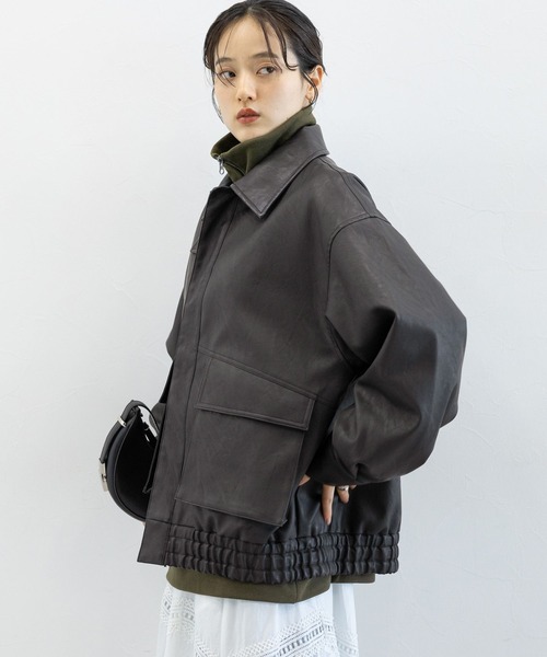 RAGEBLUE（レイジブルー）の「ヴィンテージライク/BIGフェイクレザージャケット（ブルゾン・レディース・ブラック/ブラウン・FREE）」の7枚目の写真