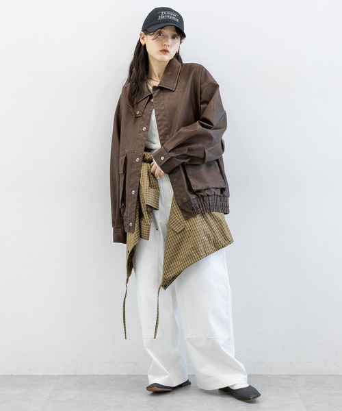 RAGEBLUE（レイジブルー）の「ヴィンテージライク/BIGフェイクレザージャケット（ブルゾン・レディース・ブラック/ブラウン・FREE）」の8枚目の写真