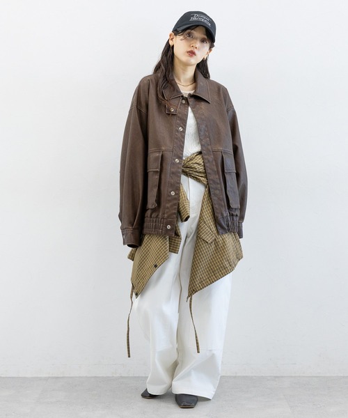 RAGEBLUE（レイジブルー）の「ヴィンテージライク/BIGフェイクレザージャケット（ブルゾン・レディース・ブラック/ブラウン・FREE）」の9枚目の写真