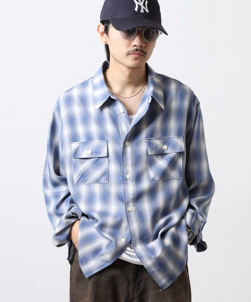 BIG MIKE（ビッグマイク）の「BIG MIKE レーヨン混 オンブレチェック ロングスリーフ シャツ（シャツ/ブラウス・メンズ・ブルー/グレー/ミント・M/L/XL）」の22枚目の写真