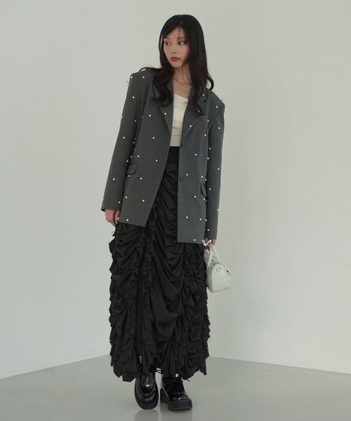 EIMY ISTOIRE フリル付きテーラードジャケット eimyistoireエイミー