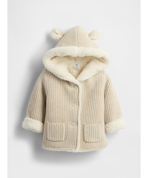 GAP（ギャップ）の「裏ボアくまさんセーターカーディガン (ベビー)（カーディガン/ボレロ・キッズ・ブルー/ナチュラル/ピンク/グレー・80ｃｍ/70cm/60cm/90cm）」の3枚目の写真