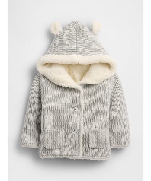 GAP（ギャップ）の「裏ボアくまさんセーターカーディガン (ベビー)（カーディガン/ボレロ・キッズ・ブルー/ナチュラル/ピンク/グレー・80ｃｍ/70cm/60cm/90cm）」の2枚目の写真