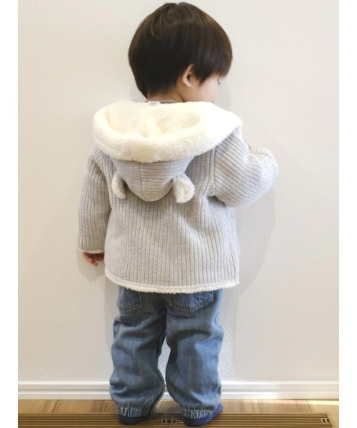 GAP（ギャップ）の「裏ボアくまさんセーターカーディガン (ベビー)（カーディガン/ボレロ・キッズ・ブルー/ナチュラル/ピンク/グレー・80ｃｍ/70cm/60cm/90cm）」の9枚目の写真
