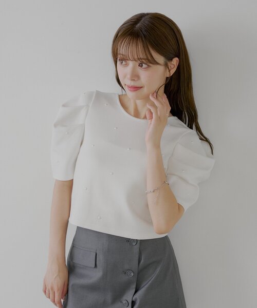 チプルソ セール】【SALON by Chico】バックオープンパールパワショルT（T