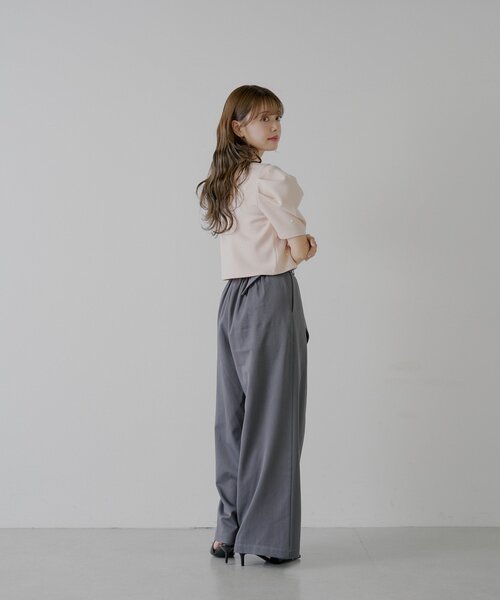 セール】【SALON by Chico】バックオープンパールパワショルT（T