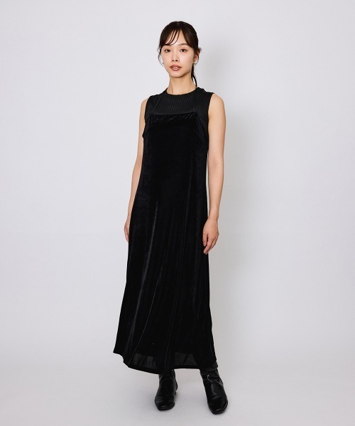QUEENS COURT(クイーンズコート)の「シアーベロアダブルストラップキャミドレス≪手洗い可能≫(ワンピース・レディース・ブルー/ブラック/ブラウン・M)」の8枚目の写真