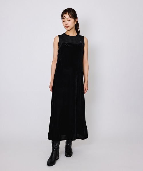 QUEENS COURT(クイーンズコート)の「シアーベロアダブルストラップキャミドレス≪手洗い可能≫(ワンピース・レディース・ブルー/ブラック/ブラウン・M)」の7枚目の写真