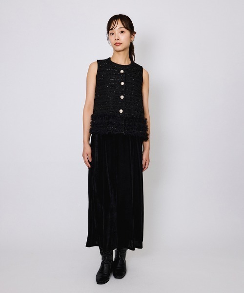 QUEENS COURT(クイーンズコート)の「シアーベロアダブルストラップキャミドレス≪手洗い可能≫(ワンピース・レディース・ブルー/ブラック/ブラウン・M)」の6枚目の写真