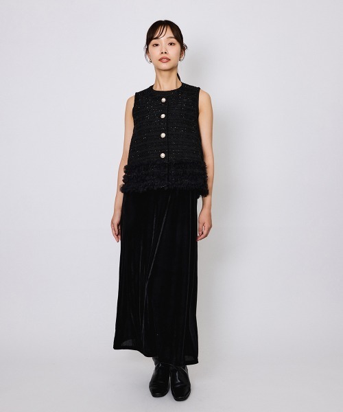 QUEENS COURT(クイーンズコート)の「シアーベロアダブルストラップキャミドレス≪手洗い可能≫(ワンピース・レディース・ブルー/ブラック/ブラウン・M)」の5枚目の写真