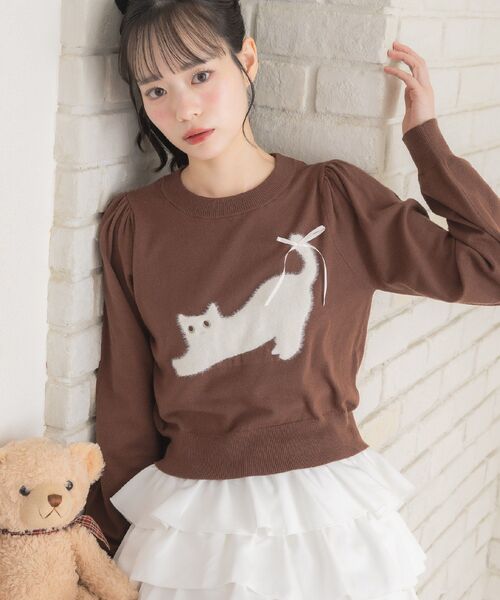 ems excite（エムズエキサイト）の「ネコジャガードNTPO（ニット/セーター・レディース・ダークグレー/ブラウン/ピンク・FREE）」の21枚目の写真