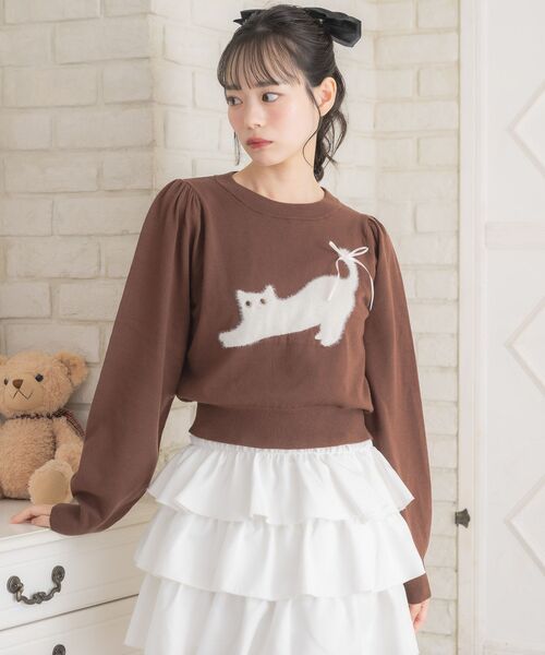 ems excite（エムズエキサイト）の「ネコジャガードNTPO（ニット/セーター・レディース・ダークグレー/ブラウン/ピンク・FREE）」の16枚目の写真