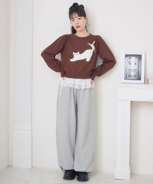 ems excite（エムズエキサイト）の「ネコジャガードNTPO（ニット/セーター・レディース・ダークグレー/ブラウン/ピンク・FREE）」の12枚目の写真