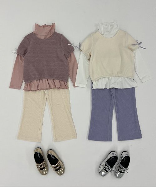 Lycee mine（リセマイン）の「やみつきになる履き心地ニットコールパンツ（その他パンツ・キッズ・サックスブルー/アイボリー/ブラック/ベビーピンク/ラベンダー/ベージュ・120cm/150cm/110cm/130cm/100cm/140cm）」の22枚目の写真