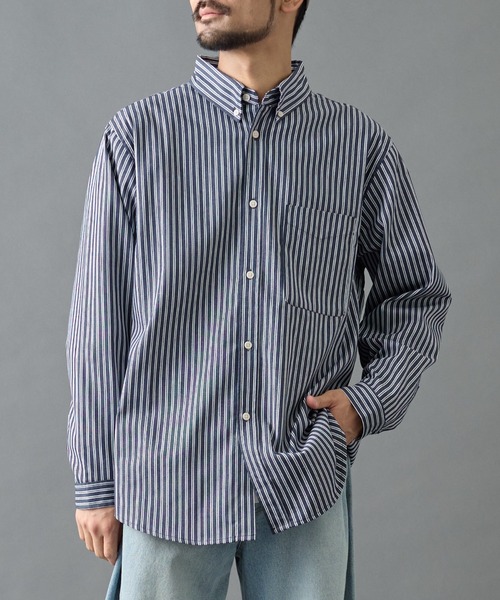 COLONY 2139(コロニートゥーワンスリーナイン)の「ジャガードストライプボタンダウンシャツ(シャツ/ブラウス・メンズ・ネイビー/ホワイト/ブルー・LARGE/MEDIUM)」の1枚目の写真