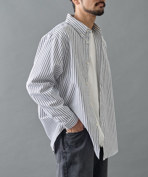 COLONY 2139(コロニートゥーワンスリーナイン)の「ジャガードストライプボタンダウンシャツ(シャツ/ブラウス・メンズ・ネイビー/ホワイト/ブルー・LARGE/MEDIUM)」の7枚目の写真