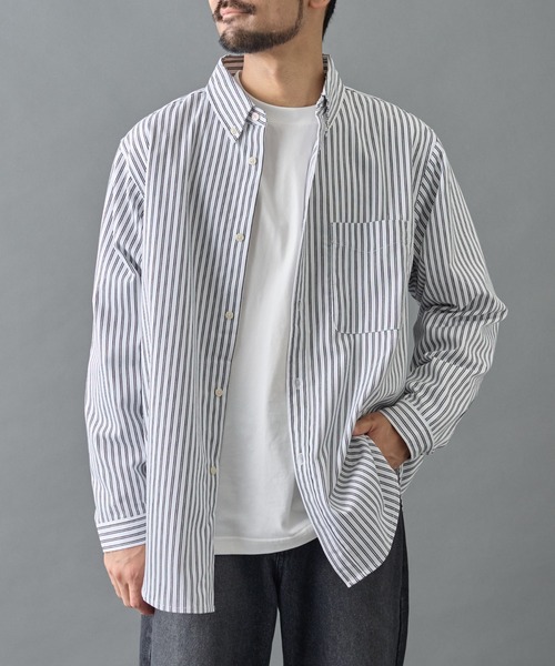 COLONY 2139(コロニートゥーワンスリーナイン)の「ジャガードストライプボタンダウンシャツ(シャツ/ブラウス・メンズ・ネイビー/ホワイト/ブルー・LARGE/MEDIUM)」の4枚目の写真