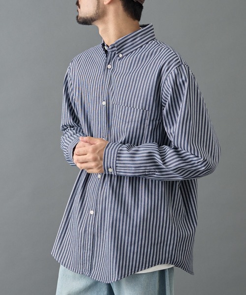 COLONY 2139(コロニートゥーワンスリーナイン)の「ジャガードストライプボタンダウンシャツ(シャツ/ブラウス・メンズ・ネイビー/ホワイト/ブルー・LARGE/MEDIUM)」の8枚目の写真