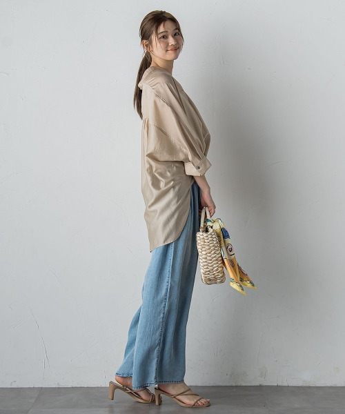 Droite lautreamont(ドロワットロートレアモン)の「セミシアースキッパーブラウス≪洗濯機で洗える≫(シャツ/ブラウス・レディース・ブラック/ベージュ/ブラウン/イエロー・M)」の22枚目の写真
