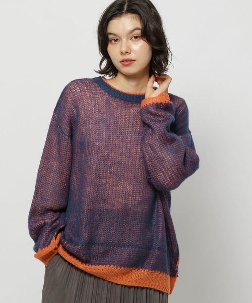 niconicoページ バイカラー透かしニットプルオーバー（ニット/セーター）｜niko