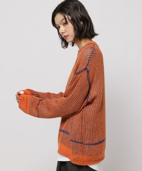 バイカラー透かしニットプルオーバー（ニット/セーター）｜niko and