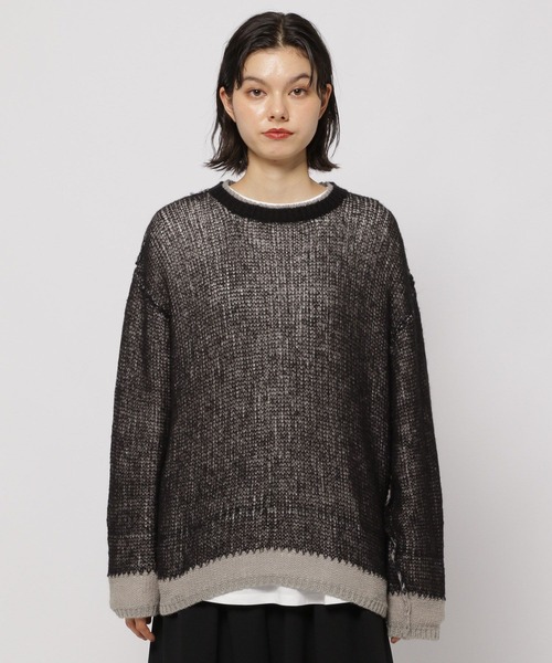 バイカラー透かしニットプルオーバー（ニット/セーター）｜niko