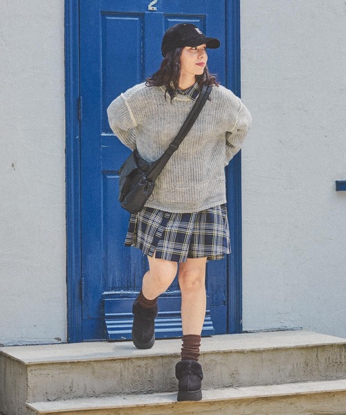 バイカラー透かしニットプルオーバー（ニット/セーター）｜niko and