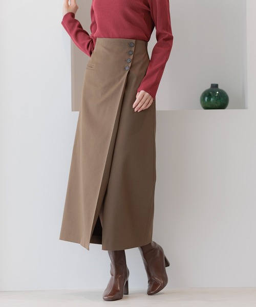 Andemiu（アンデミュウ）の「ラップ風Iラインスカート589188（スカート・レディース・アイボリー/ブラック/ブラウン/ベージュ系その他4・SMALL/MEDIUM）」の13枚目の写真