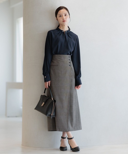 Andemiu（アンデミュウ）の「ラップ風Iラインスカート589188（スカート・レディース・アイボリー/ブラック/ブラウン/ベージュ系その他4・SMALL/MEDIUM）」の14枚目の写真