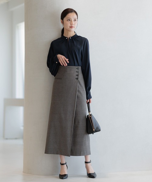 Andemiu（アンデミュウ）の「ラップ風Iラインスカート589188（スカート・レディース・アイボリー/ブラック/ブラウン/ベージュ系その他4・SMALL/MEDIUM）」の20枚目の写真