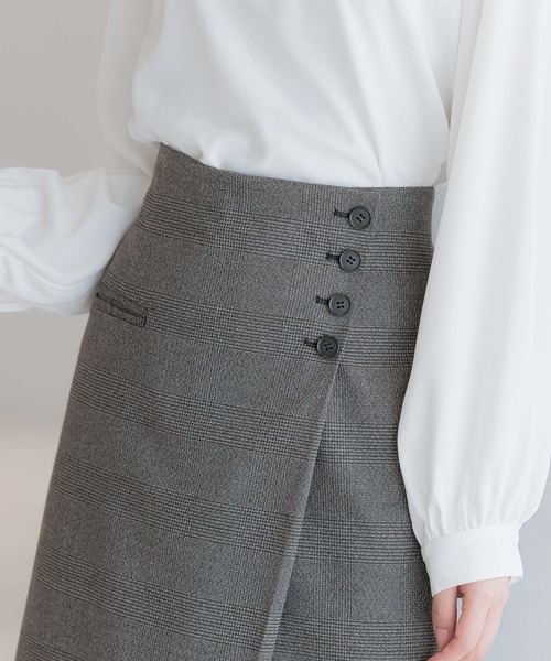 Andemiu（アンデミュウ）の「ラップ風Iラインスカート589188（スカート・レディース・アイボリー/ブラック/ブラウン/ベージュ系その他4・SMALL/MEDIUM）」の21枚目の写真