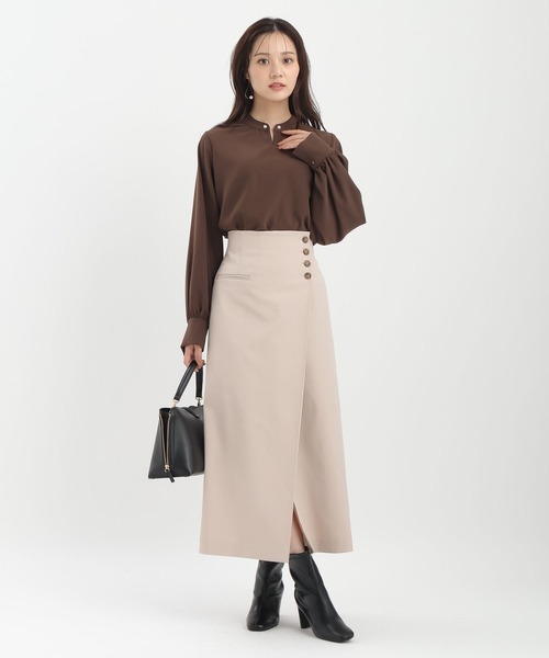 Andemiu（アンデミュウ）の「ラップ風Iラインスカート589188（スカート・レディース・アイボリー/ブラック/ブラウン/ベージュ系その他4・SMALL/MEDIUM）」の22枚目の写真