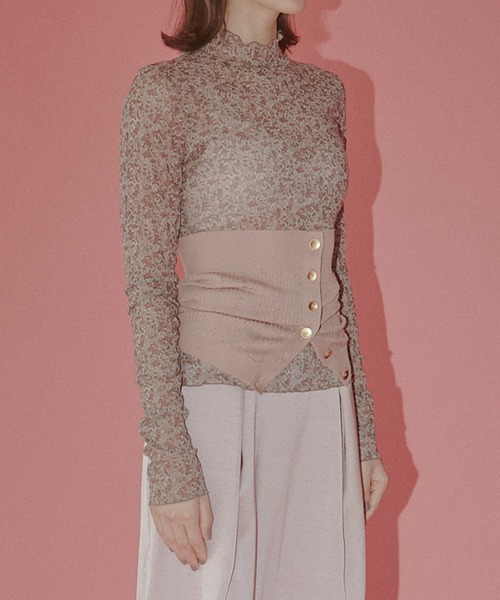 LE CIEL BLEU（ルシェルブルー）の「フローラルチュールトップ / Floral Tulle Top（Tシャツ/カットソー・レディース・ピンク/ライトブルー・36）」の7枚目の写真