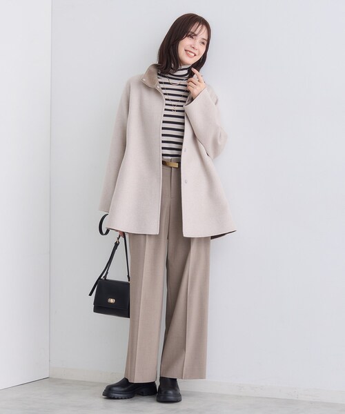 INDIVI（インディヴィ）の「【配色デザイン／ミドル丈】ウールリバー テントラインコート（その他アウター・レディース・ライトグレー系4/ネイビー系4/ベージュ系その他7・38/36/15 /13/05/40）」の11枚目の写真
