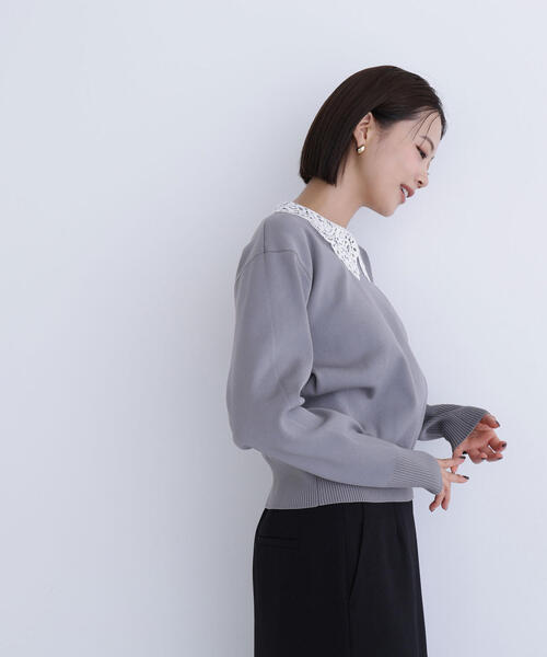 NATURAL BEAUTY BASIC(ナチュラルビューティーベーシック)の「◇レースカラーフォルムニット(ニット/セーター・レディース・グレー/ブラウン/ネイビー・FREE)」の20枚目の写真