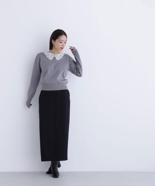 NATURAL BEAUTY BASIC(ナチュラルビューティーベーシック)の「◇レースカラーフォルムニット(ニット/セーター・レディース・グレー/ブラウン/ネイビー・FREE)」の21枚目の写真